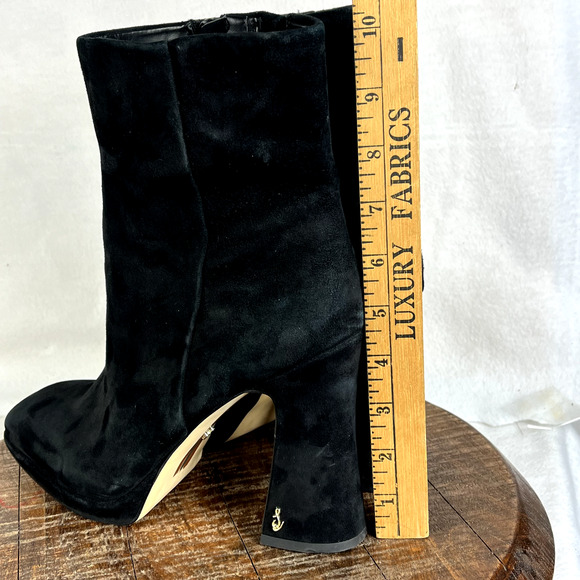SAM EDELMAN Boots Womens Size 10 Black Suede Jaye Block High Heel Side Zipper - Picture 10 of 11
